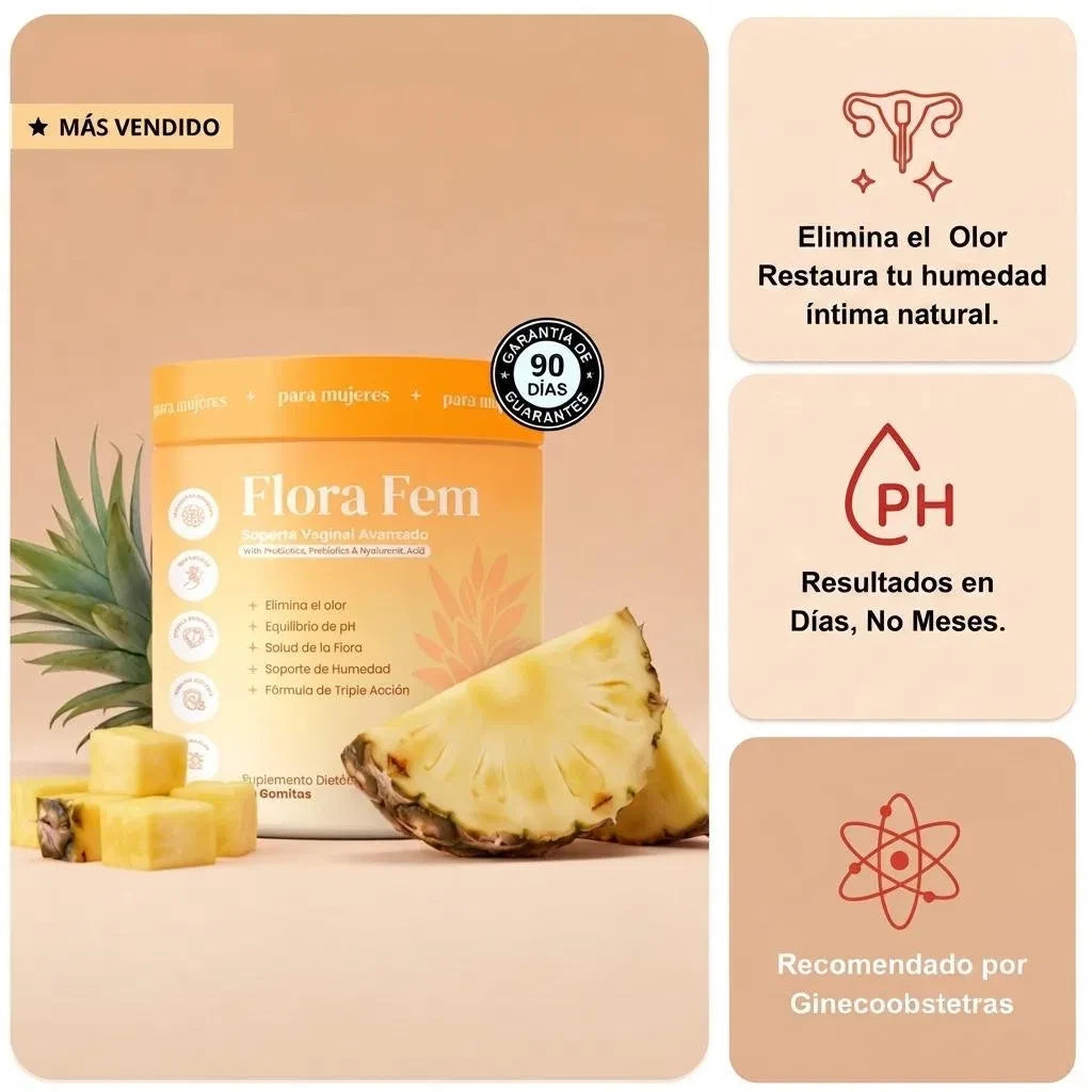 Flora Fem: elimina el olor, equilibra el pH, resultados en días y recomendado por ginecoobstetras
